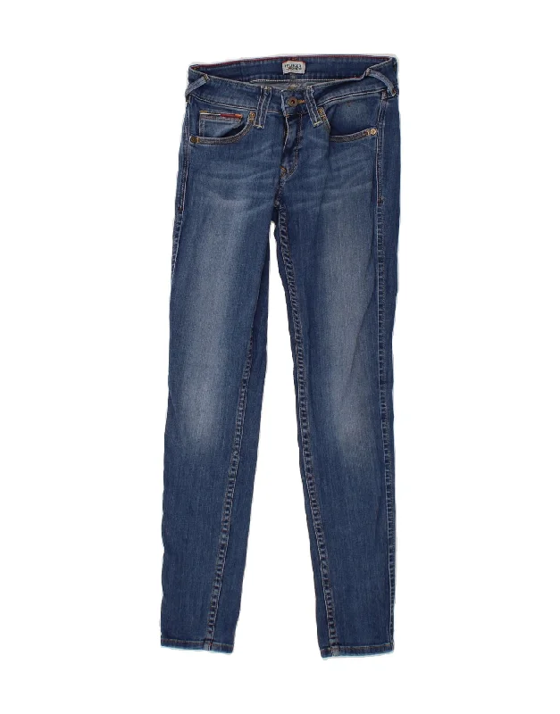 TOMMY HILFIGER Womens Slim Jeans W27 L30  Blue Cotton Chic Double Waistband Jeans