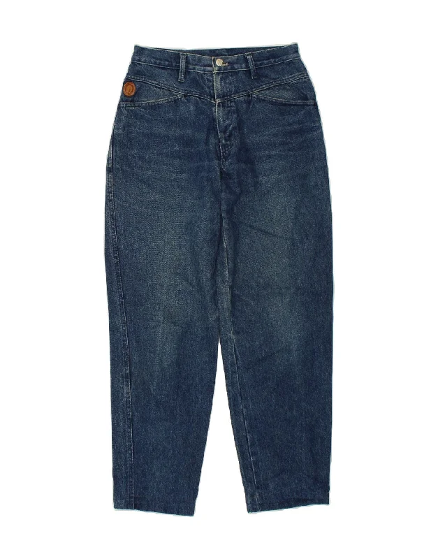 TRUSSARDI Womens High Waist Tapered Jeans W27 L29 Blue Stylish Cargo Style Jeans